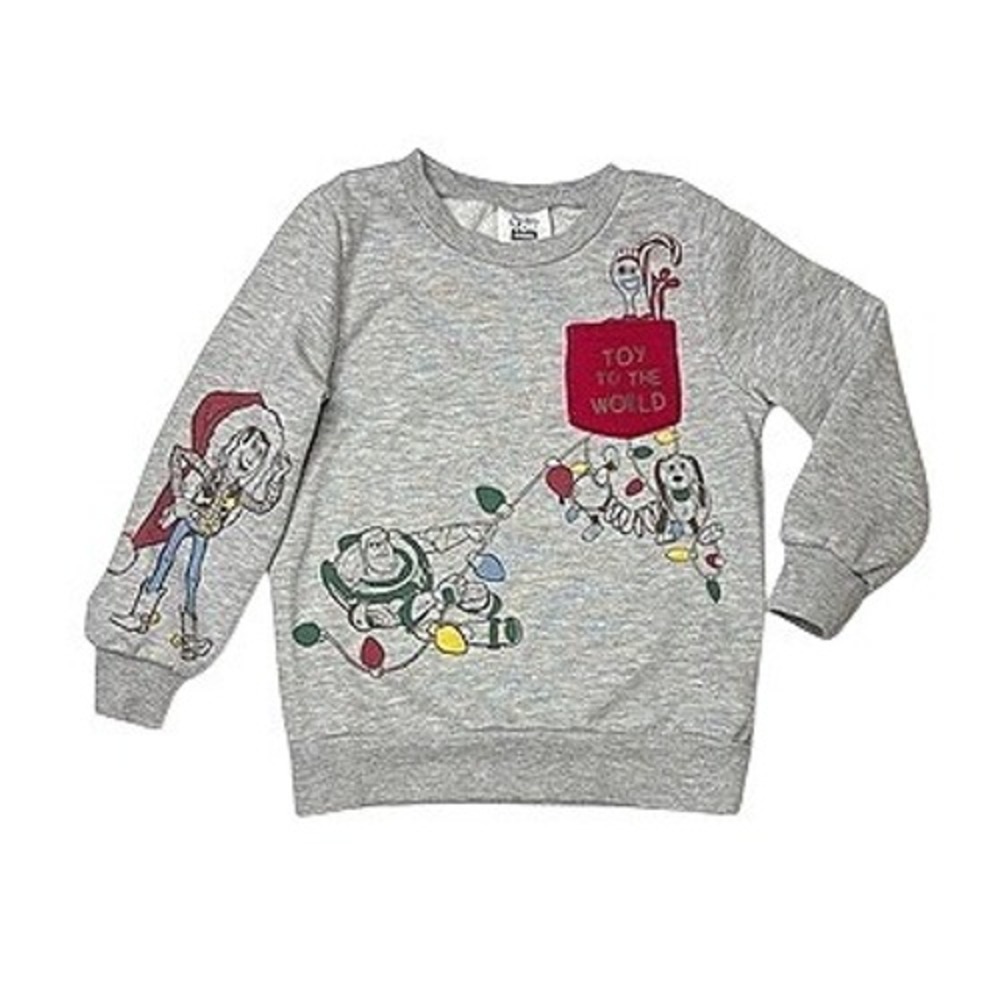 Disney Pixar Toy Story Christmas Lights Sweatshirt 5T Gray Toy to the World